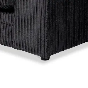 Chicago Jumbo Cord Left Hand Facing Corner Sofa Black