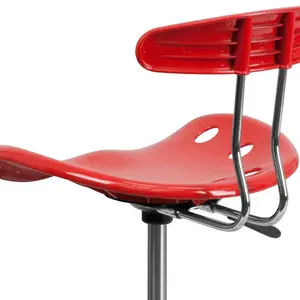 Vibrant Chrome Drafting Stool with Tractor Seat Cherry Tomato