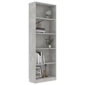 Berkfield 5-Tier Book Cabinet Concrete Grey 60x24x175 cm Engineered Wood