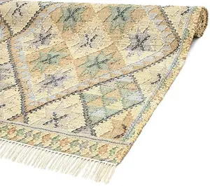 Ocean Hand Woven Kilim - Wool - L230 x W160 x H1 cm - Beige