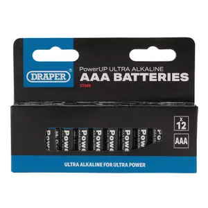 Draper PowerUP Ultra Alkaline AAA Batteries (Pack of 12) 03968