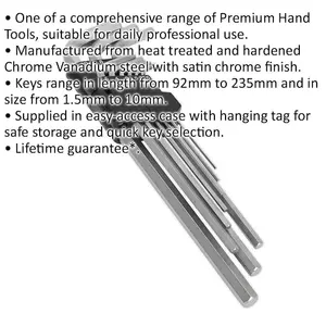 Durable 9 Piece Extra-Long Hex Key Set for Precision Work - 92 to 235mm Lengths