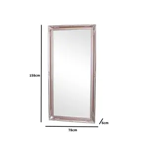 Melody Maison Large Rose Gold Pink Ornate Wall/Floor Mirror 78cm x 158cm