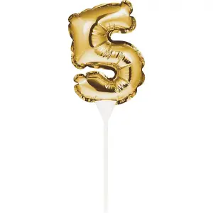 Creative Party Number 5 Inflatable Balloon Cake Topper Gold (One Size)