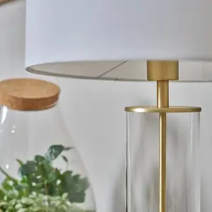 ValueLights Balan Matt Gold Table Lamp with White Drum Shade