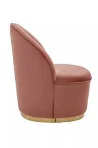 Interiors by Premier Luxurious Dusty Pink Velvet Gold Base Chair, Modern Armless Chair For Livingroom, Wooden Chair For Bedroom