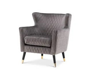 Velvet Light Grey Alessia Accent Chair