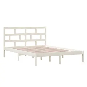 Berkfield Bed Frame White Solid Wood Pine 140x200 cm