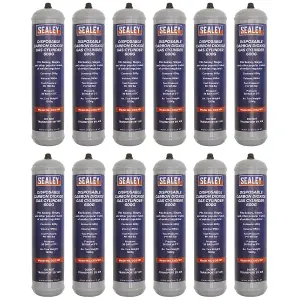 Sealey Gas Cylinder Disposable Carbon Dioxide 600g 12 Pieces CO2/101/12