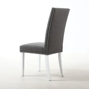 Richard Upholstered Dining Chair (Set of 2) Steel Grey Linen Effect / White