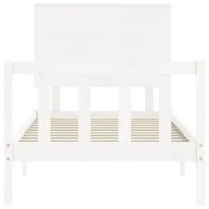 Berkfield Bed Frame with Headboard White 90x200 cm Solid Wood