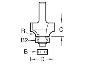 Trend C076 x 1/4 TCT Bearing Guided Ovolo & Round Over 6.3mm Radius