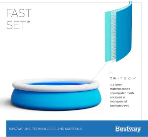 Bestway Fast Set 6 Foot x 20 Inch Round Inflatable Above Ground Outdoor Swimming Pool Repair Patch Blue Family Kids