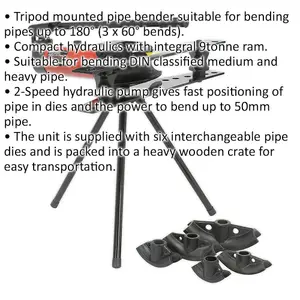 9 Tonne Heavy-Duty Industrial Pipe Bender with Tripod Stand and 2-Speed Hydraulic Pump