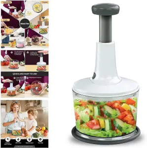 MantraRaj Hand Press Food Chopper Manual Food Processor Lightweight And Portable Blender Grinder Chopper Multipurpose Food Slicer