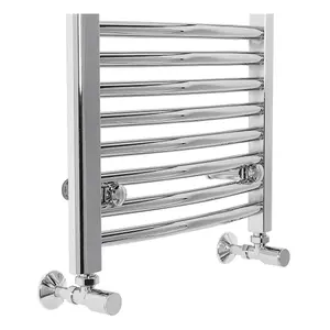 Rinse Curved Bathroom Heated Towel Rail Warmer Radiator Central Heating Chrome - 900x450mm