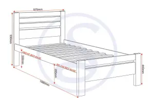 Toledo 3ft 90cm Single Bed Frame in White PINE and MDF