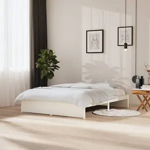 Berkfield Bed Frame White Solid Wood 150x200 cm King Size