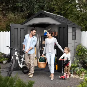 Keter Premier Grey Plastic 2 door Shed with floor & 2 windows (Base included)