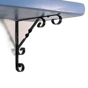 Wooden Rustic Shelf with Bracket WO Black 140mm 6 inches Nordic Blue Length of 60cm