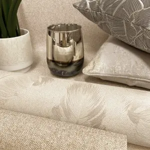 Belgravia Décor Glitter Feather Beige Textured Wallpaper