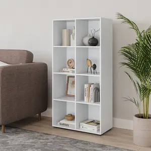 URBNLIVING 120cm Height White 8-Cube Shelving Unit - Tall