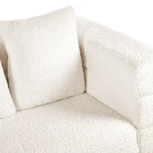 3 Seater Boucle Sofa White GRANNA