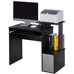 HOMCOM Computer Desk with Sliding Keyboard Tray Storage Drawer Shelf Black