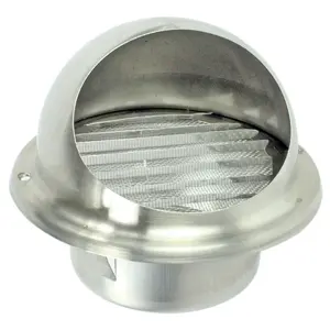 SPARES2GO Stainless Steel Round Bull Nosed External Extractor Wall Vent Outlet with Insect Mesh Grille (5" / 125mm)