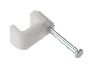 Forgefix Flat White Cable Clips Box of 100 for Secure Installation