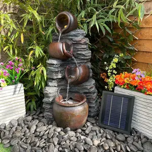 Mini 4 Pots on Stone Traditional Solar Water Feature