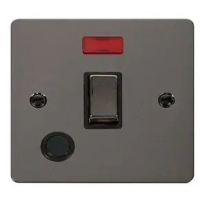 Flat Plate Black Nickel 1 Gang 20A Ingot DP Switch With Flex With Neon - Black Trim - SE Home