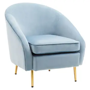 Interiors by Premier Aqua Blue Velvet Arm Chair, Luxury Velvet Upholstered Accent Chair, Comfortable Armchair for Home