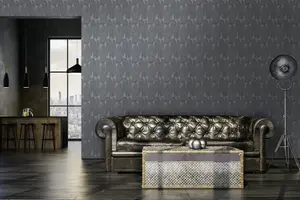 Galerie Welcome Home Black Geometric Leaf Wallpaper