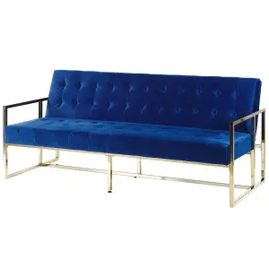 3 Seater Sofa MARSTAL Navy Blue Velvet