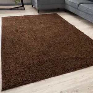 Myshaggy Collection Living Room Rugs Solid Design  Brown