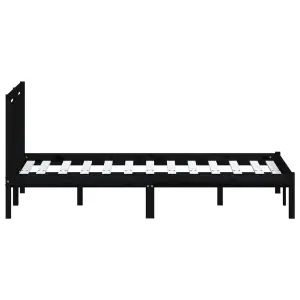 Berkfield Bed Frame Black Solid Wood Pine 140x190 cm