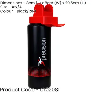 1 Litre Team Sport Hygiene Water Bottle - BLACK/RED - Non Contact Mouth Nozzle