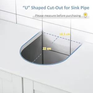 kleankin 60x60cm Under-Sink Storage Cabinet w/ Adjustable Shelf Drain Hole White