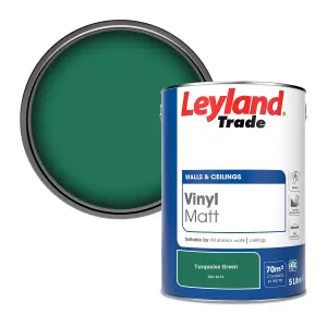 Leyland Trade Vinyl Matt Walls & Ceilings Emulsion Paint Turquoise Green (RAL 6016) 5L