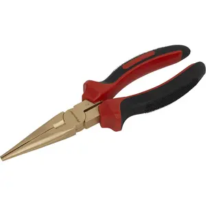 200mm Non Sparking Long Nose Pliers with Serrated Jaws - Premium Beryllium Copper Tool