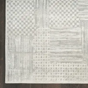 Silver Grey Abstract Modern Living Room Bedroom & Dining Room Rug-69 X 229cmcm (Runner)