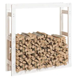 Berkfield Firewood Rack White 100x25x100 cm Solid Wood Pine