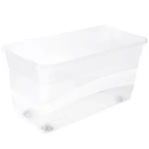 Keeeper Crystal Box 83 Litre with Lid and Caster Wheels - Transparent