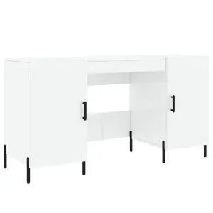 Berkfield Desk High Gloss White 140x50x75 cm Engineered Wood