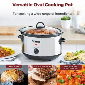 Tower 3.5 Litre Stainless Steel Slow Cooker