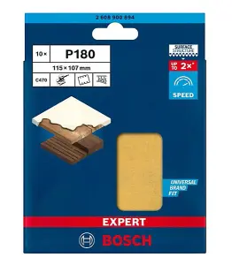 BOSCH Dual Application BEST for Wood & Paint Sanding Sheets (Square 115 x 107mm - 10/Pk) For: Bosch GSS 160 & GSS 18V-10 Sanders