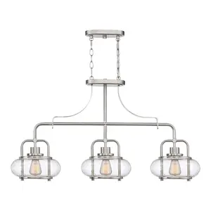 Elstead Trilogy 3 Light Island Pendant, Brushed Nickel, E27