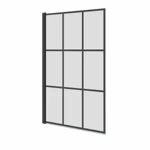 Rinse 800x1400 Square Pivot Bath Shower Screen 6mm Easy Clean Glass Screen Reversible Door Panel Black Grid