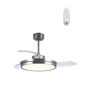 Luminosa Areca 3 Blade DC LED Ceiling fan 48W CCT Nickel